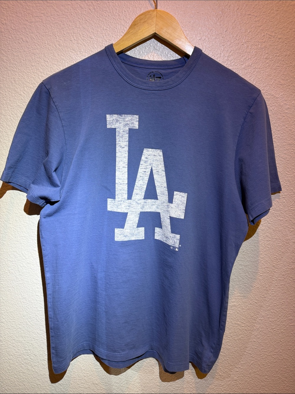 Official MLB ‘47 Los Angeles Logo Blue Crewneck T-Shirt